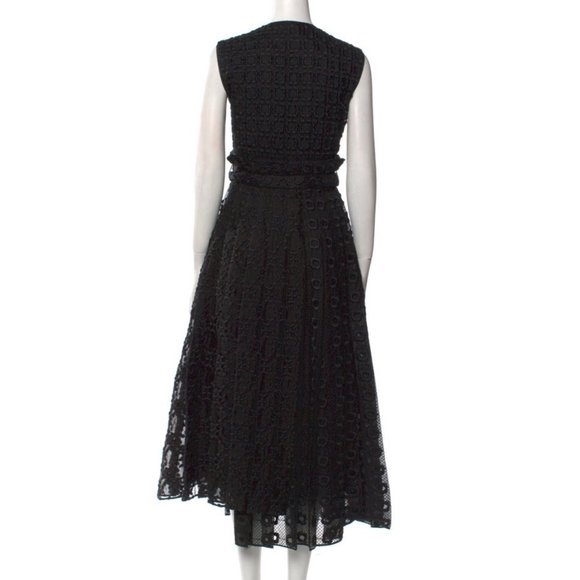 FENDI  Belted Silk-organza Midi Dress In Black Size 44IT,MUS - Picture 11 of 15